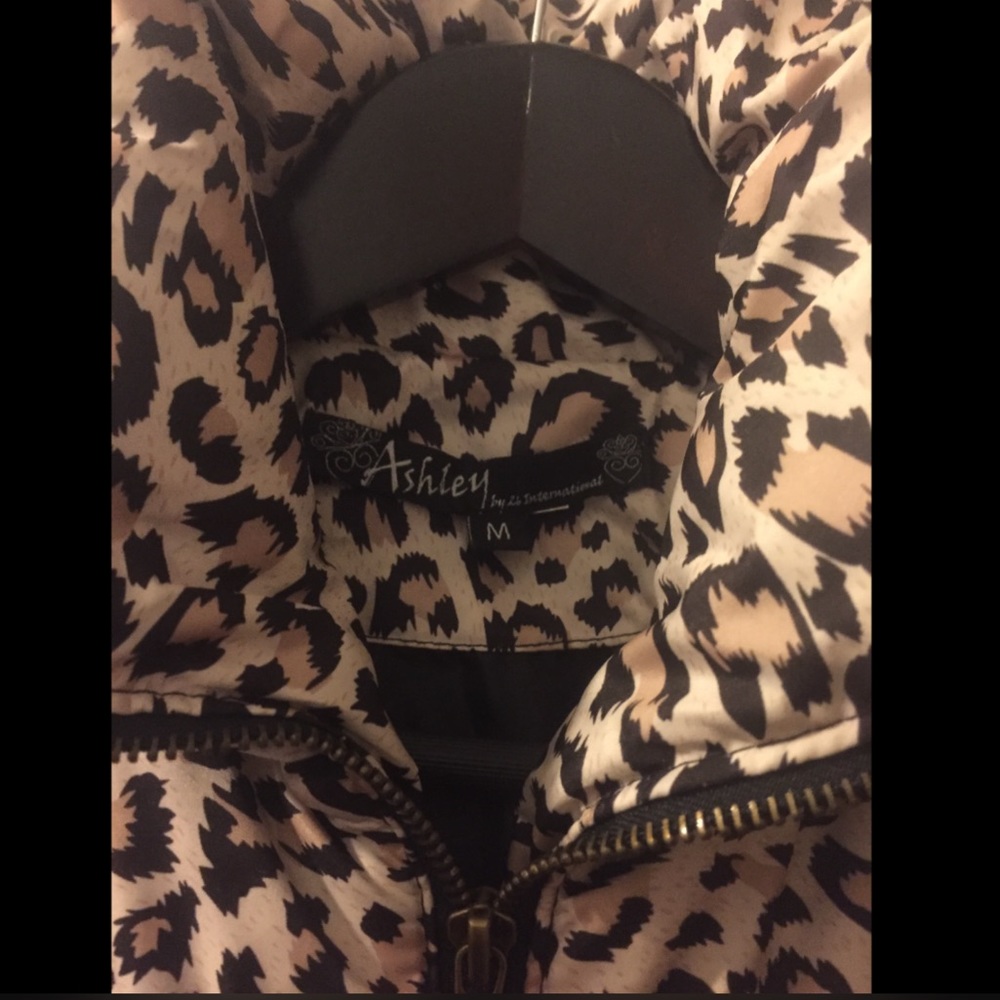 leopard zip up coat.